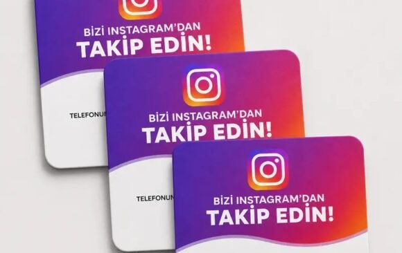 Bizi Instagram'dan takip edin yazılı NFC Instagram takipçi kartı