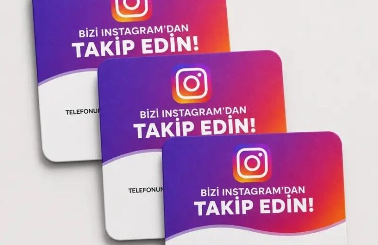 Bizi Instagram'dan takip edin yazılı NFC Instagram takipçi kartı