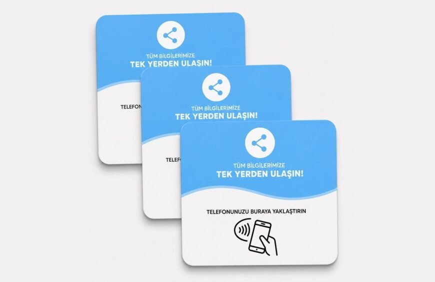 Mavi NFC sosyal medya kartları: telefonu yaklaştırınca tüm bağlantıların olduğu sayfa açılır