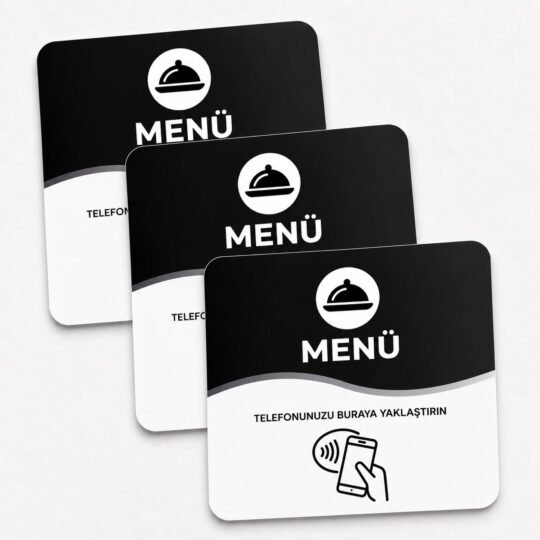 Restoran masası için siyah NFC dijital menü kartı